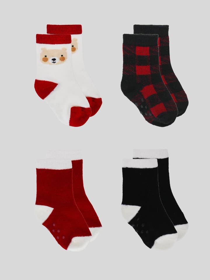 Buffalo Plaid 4PK Baby Crew Socks for wholesale by Gertex