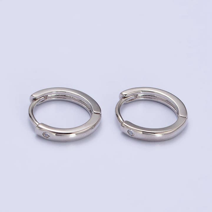 Dainty Thin 12mm Cartilage Minimalist Silver Huggie Earrings | AB267 for wholesale by Aim Eternal