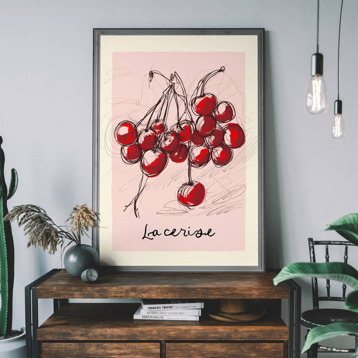 Ink & Drop - Wholesale Art print - La Cerise Cherries Abstract Drawing Print