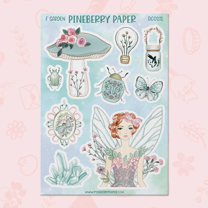 Fairy Garden 2 Sticker Sheet for wholesale by Pineberry Paper