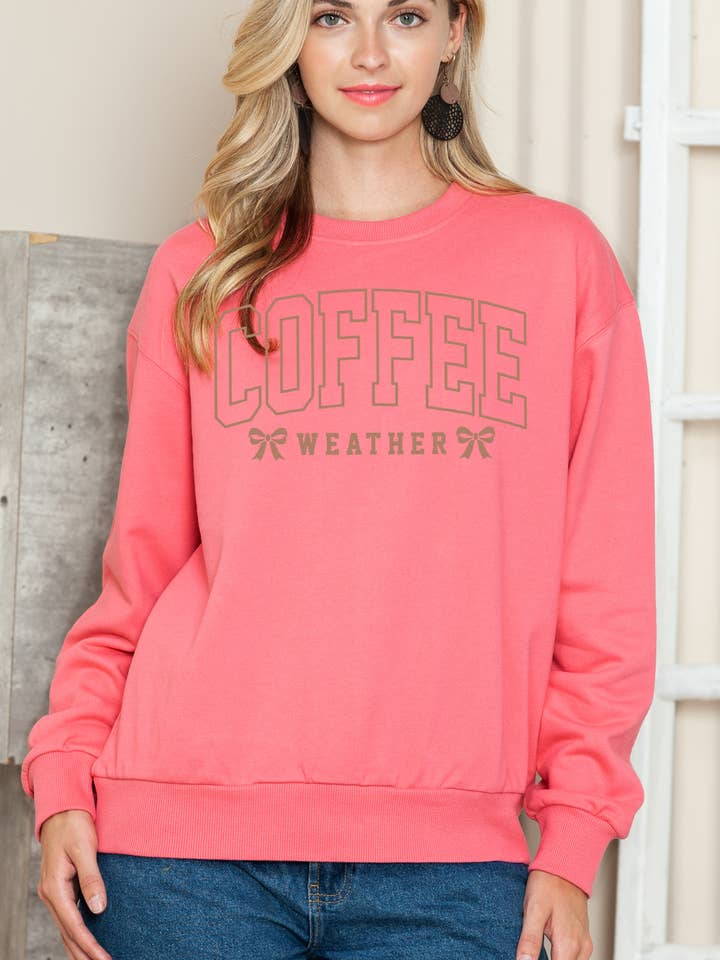 BT8412-SC Pull-over uni à imprimé graphique café pour femme pour la vente par BouTeeQue Closet