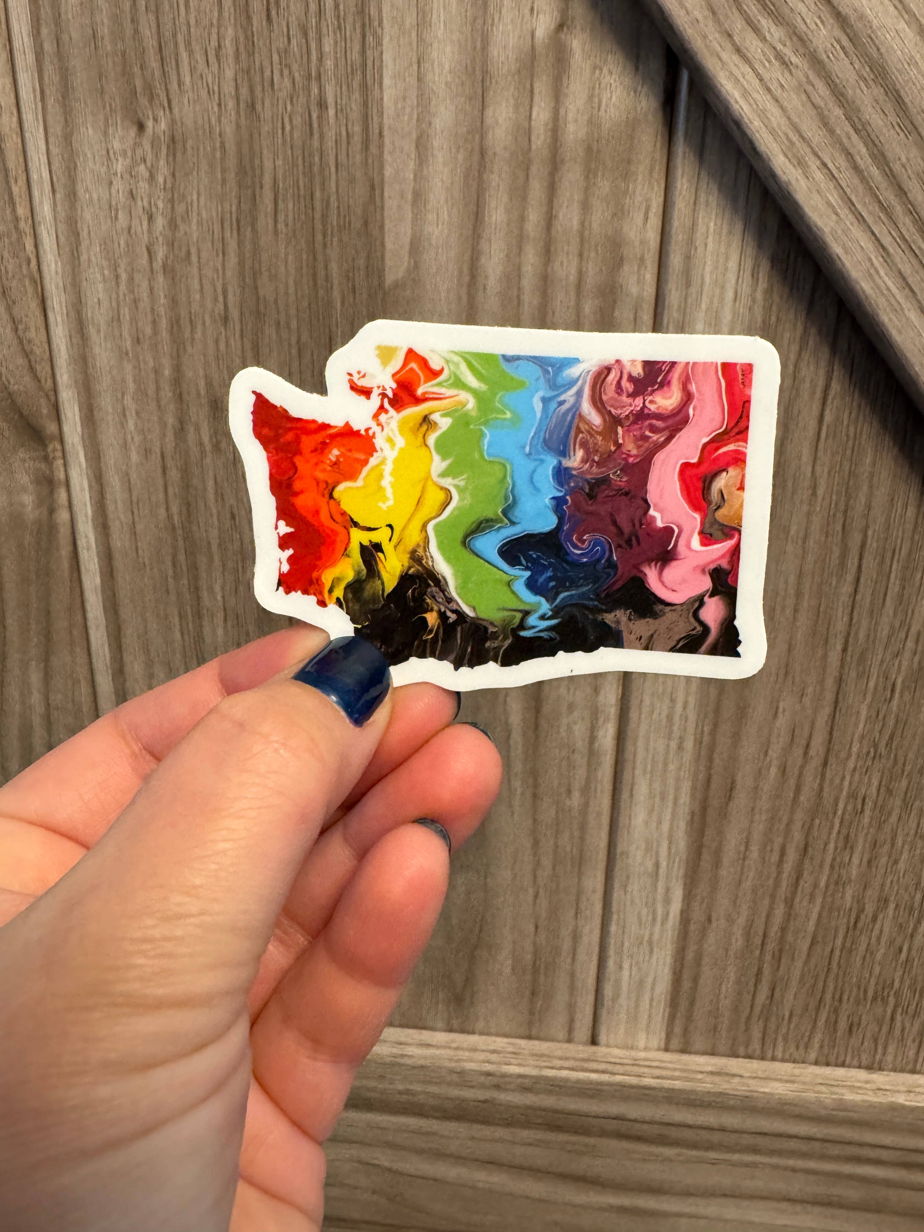 AbstractbyRabrams - Wholesale Sticker - LGBTQ Washington State Sticker Non Binary Pride Trans Pride4