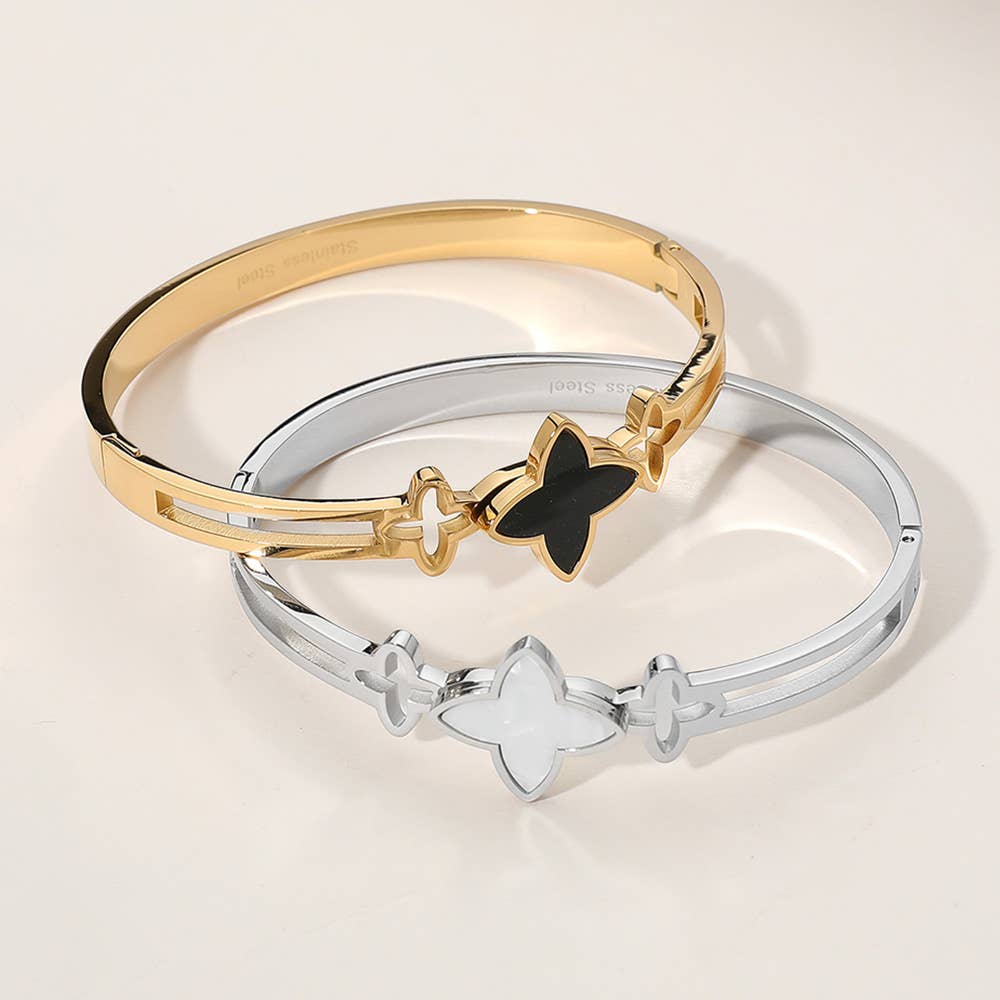 Sensibling Corp. – Großhandel Armreif – Edelstahl-Kleeblatt-Spitzscharnier-Armreif7