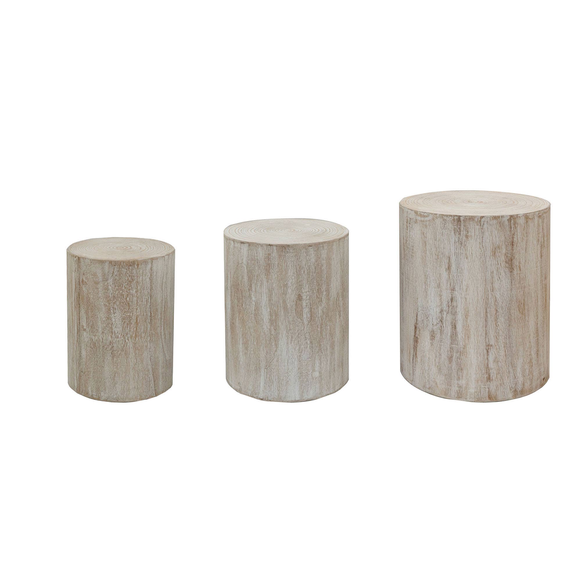 39F Inc. - Wholesale Coffee Table - Set of 3 Whitewashed Wood Coffee & End Tables, Plant Stands12