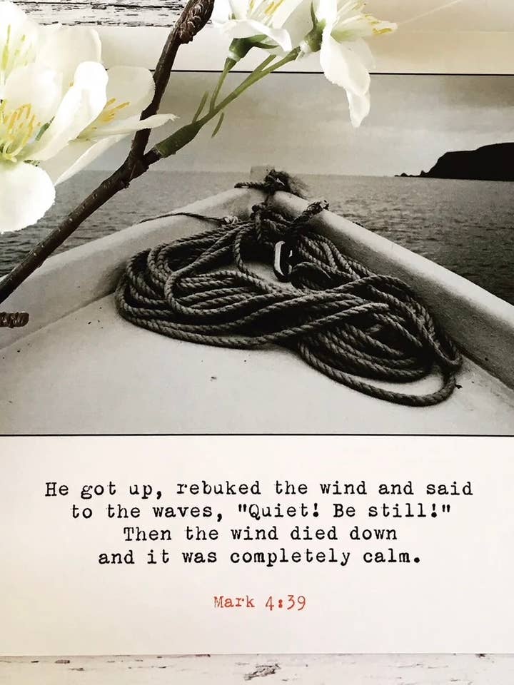 Be Still Christian Greeting Card of support Bible Mark 4 for wholesale by Fieldnote