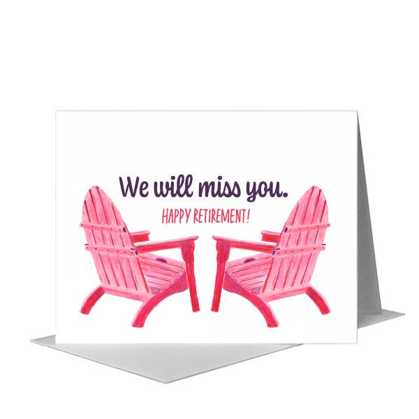 Printed Canvas - Wholesale Retirement card - Adirondack, Greeting Card (#8091B)