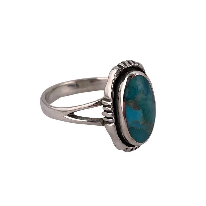 Select Lines - Wholesale Cocktail/Statement Ring - Turquoise Oval Stone Ring Sterling Silver1