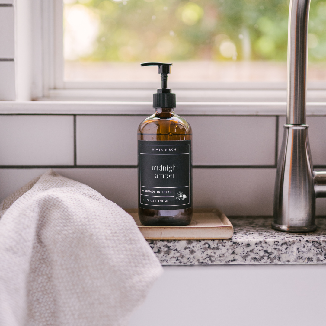 River Birch Candles - Wholesale Hand Soap/Wash - Midnight Amber- 16oz Amber Glass Soap-Handmade-Hand Wash7