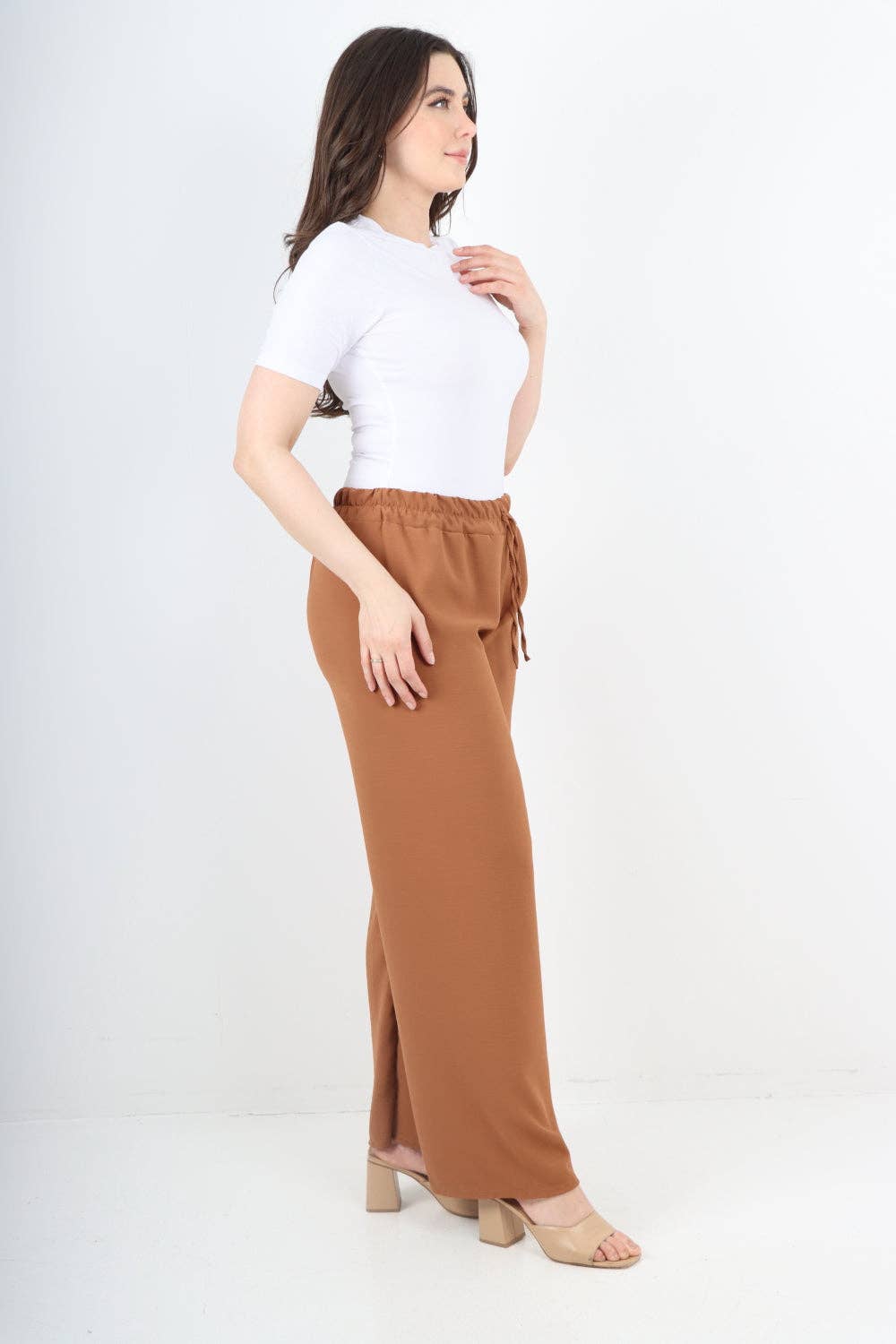 Miss Bold – wholesale Pants – Women's – Italian Elastic Waistband Drawstring Wide Leg Trousers52