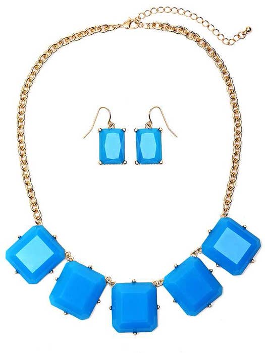 (C438) NEON FIRKANTET STENLED HALSKÆDESÆT for engroshandel hos Jewelry Max