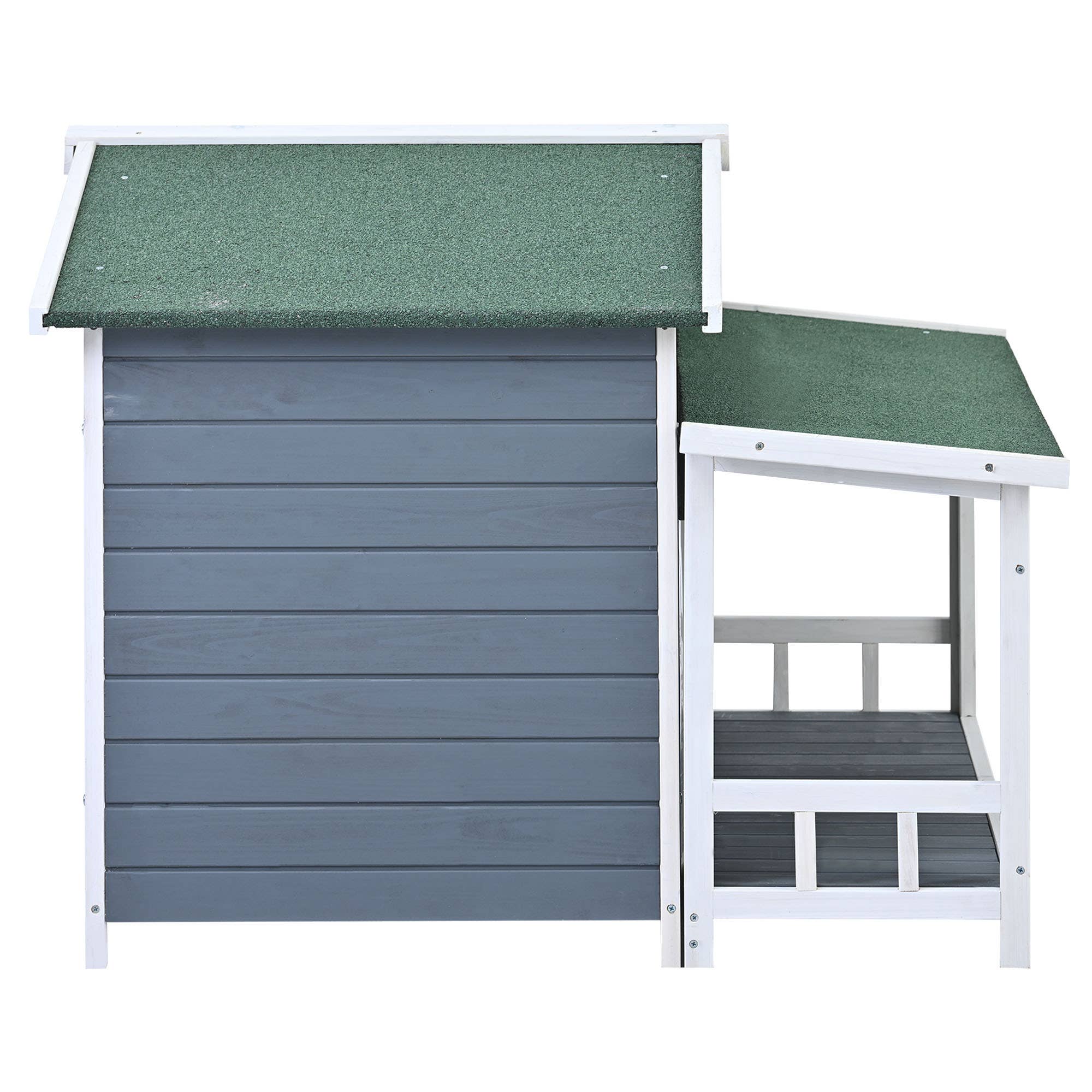 Gray Large Wooden Dog House with Porch, 2 Doors, Cabin Style for wholesale on Faire14
