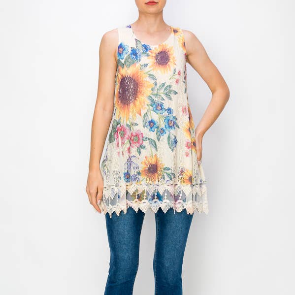 Tunique en dentelle d'inspiration vintage avec ourlet brodé - 4481 BG/S FL pour la vente par Origami Apparel ~ Lace and Crochet inspired