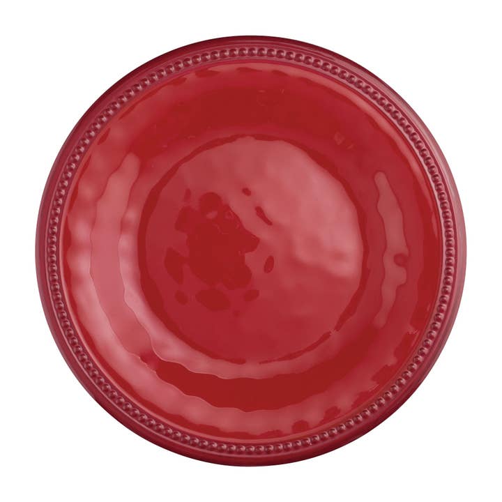 Beaded 10 1/2" Melamine Plate, Red for wholesale by Supreme Housewares