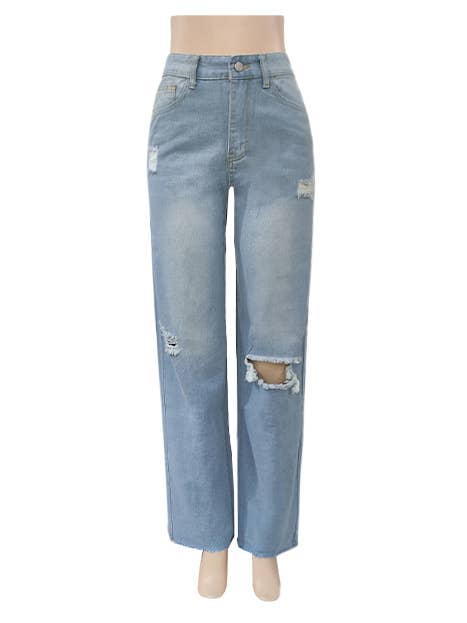 Ripped jeans wide leg pants for wholesale by Rosa Clothing