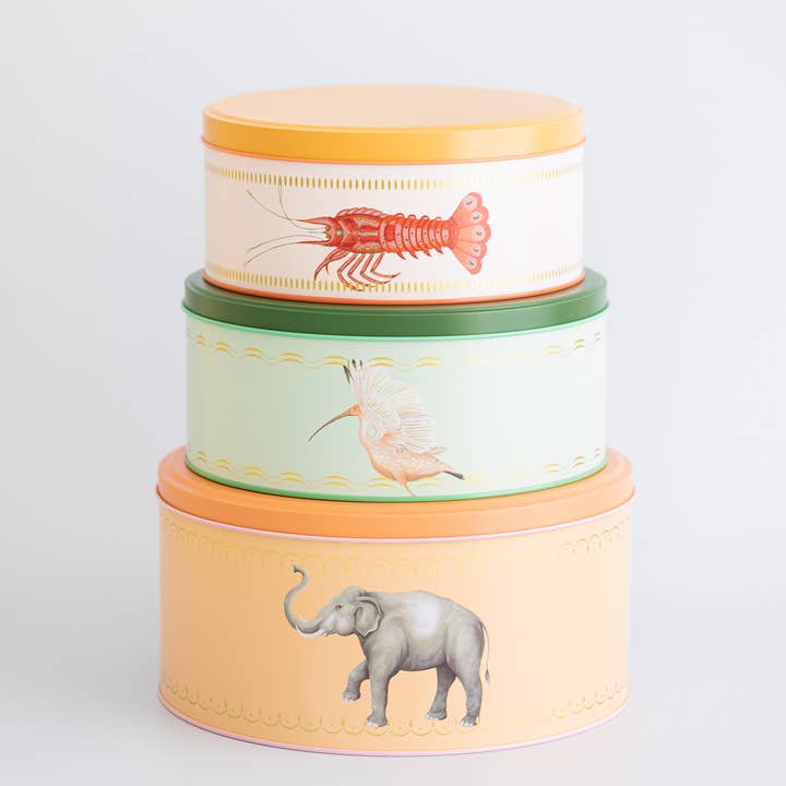 Yvonne Ellen - Wholesale Food Storage Container - Yvonne Ellen Lobster/elephant/ibis Round Cake Tins (set Of 3