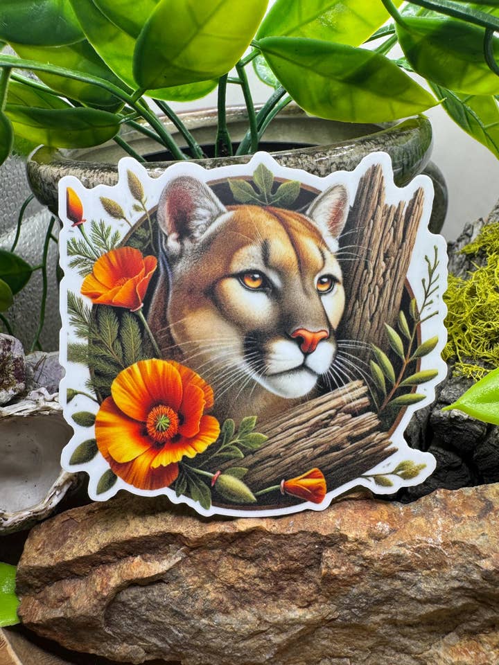 Bjergløve Californien Dyreliv Vandtæt Klistermærke for engroshandel hos California Dreaming Co