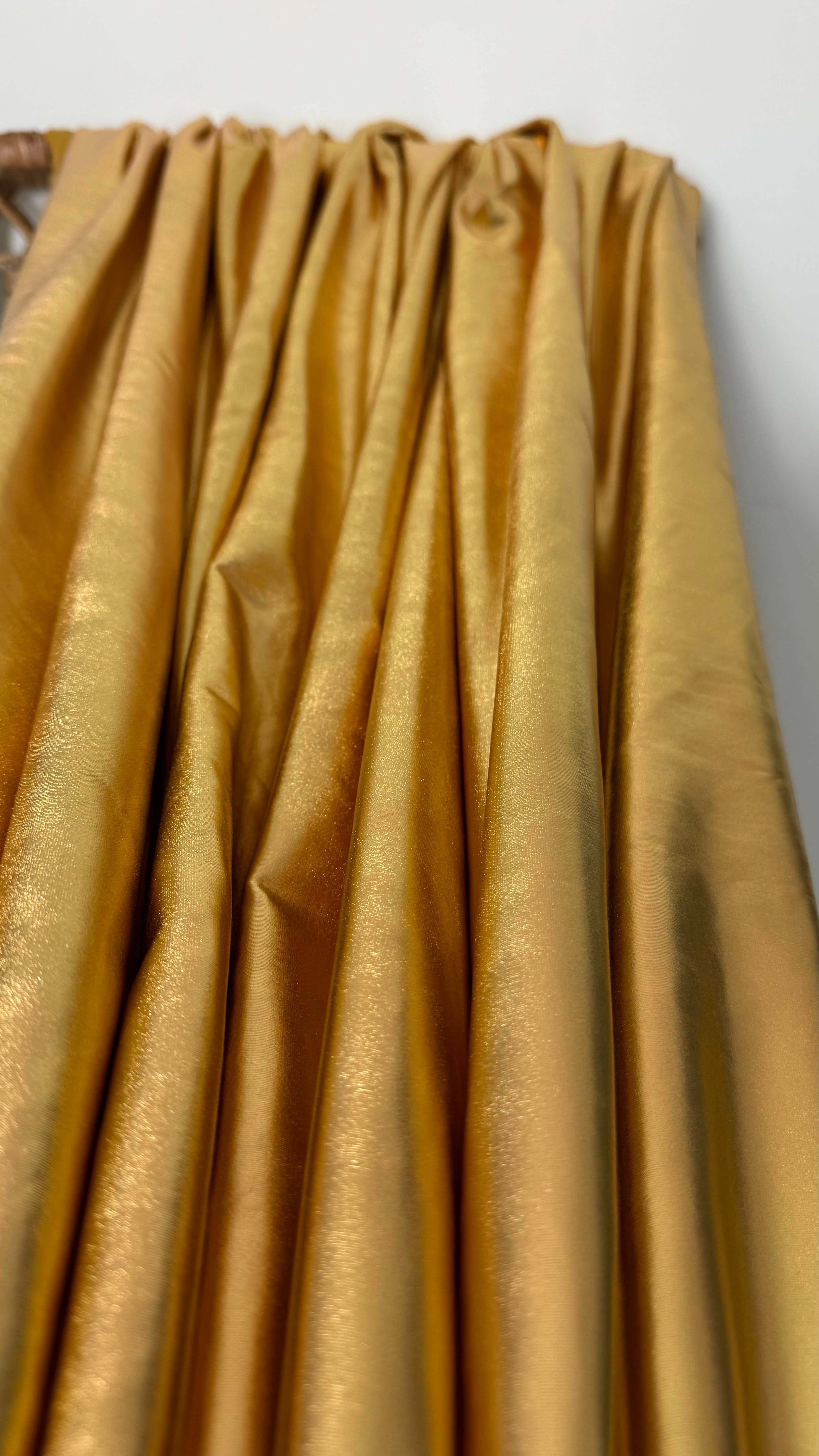 GalaTextile - Wholesale Fabric - Gold Spandex Lame Foil Stretch Metallic Fabric Gold Lame6
