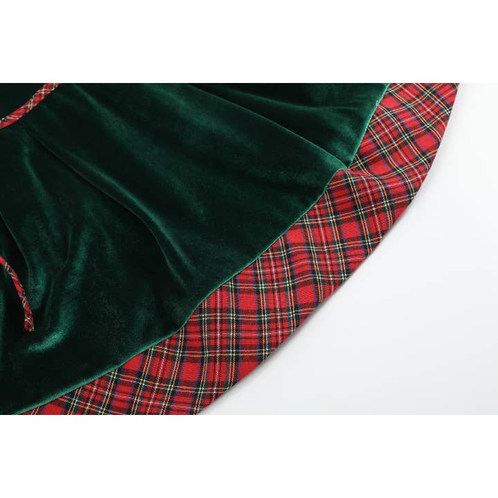 Lil Cactus - Wholesale Dress - Kids - Green Velvet Tartan Bows Dress3
