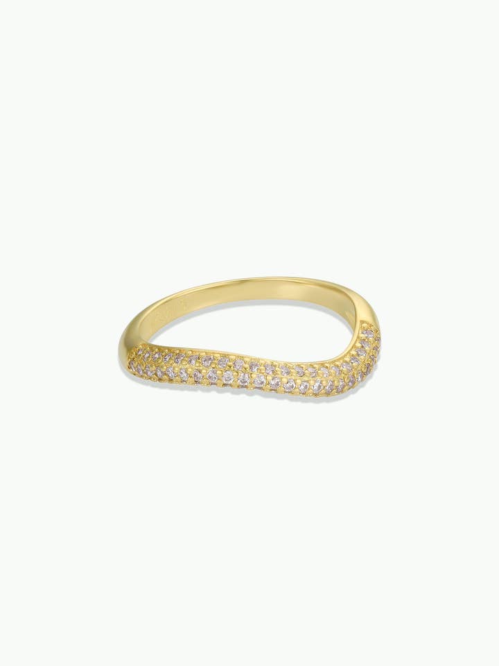 Gold Rings - Pave Wave - Champagne CZ for wholesale by JaxKelly