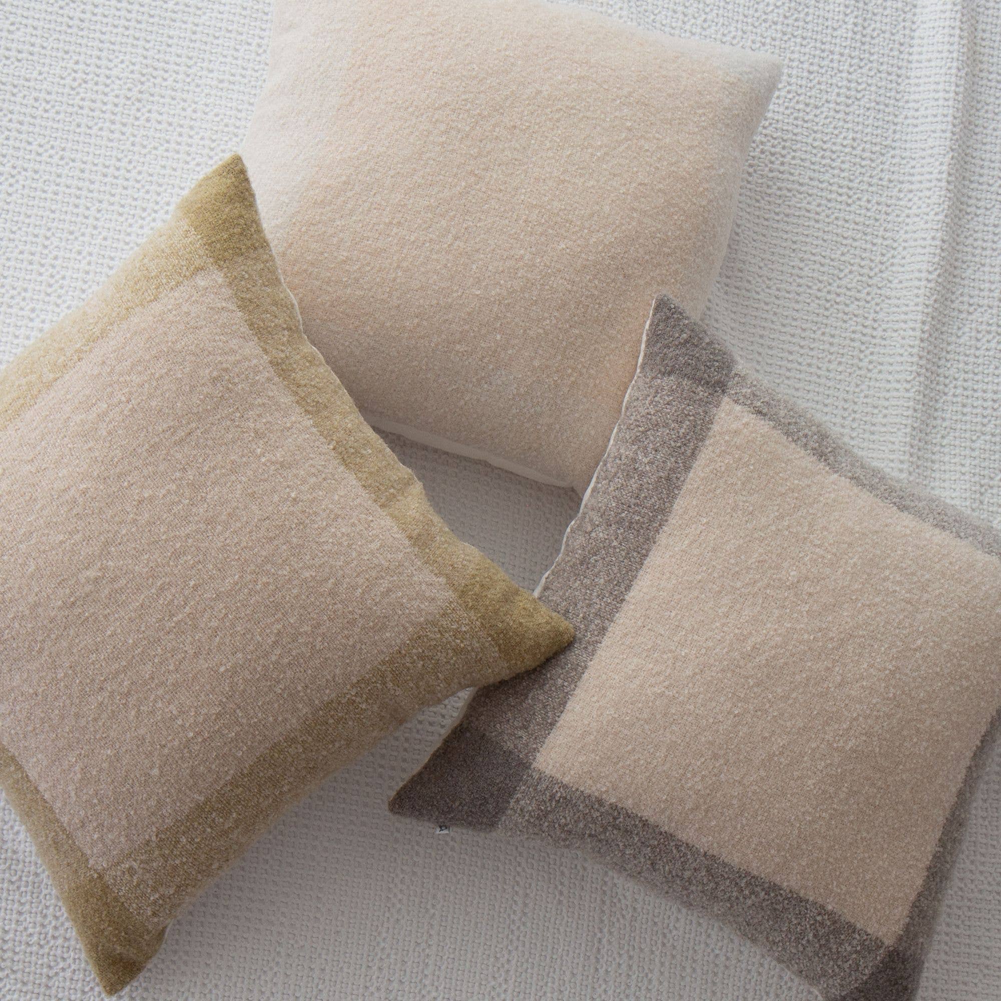 Oatmeal Oden Boucle Pillow Cover with Border – Textured, Decorative for wholesale on Faire1