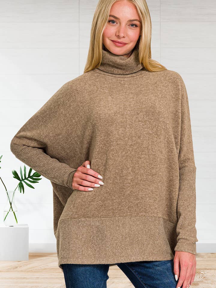 42POPS - Wholesale Knit Sweater - Women's - Brushed Melange Hacci Turtleneck Sweater5