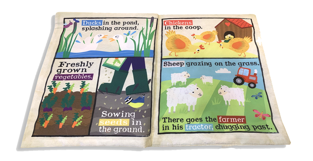 Jo & Nic's Crinkly Cloth Books - Wholesale Baby & Toddler Book (0-2) - Nursery Times Crinkly Newspaper - Farm Animals1