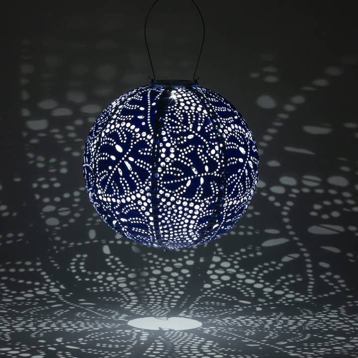 Allsop Home & Garden - Wholesale Outdoor/Lawn Light - Stella Monstera 12" Globe Solar Lantern - Blue6