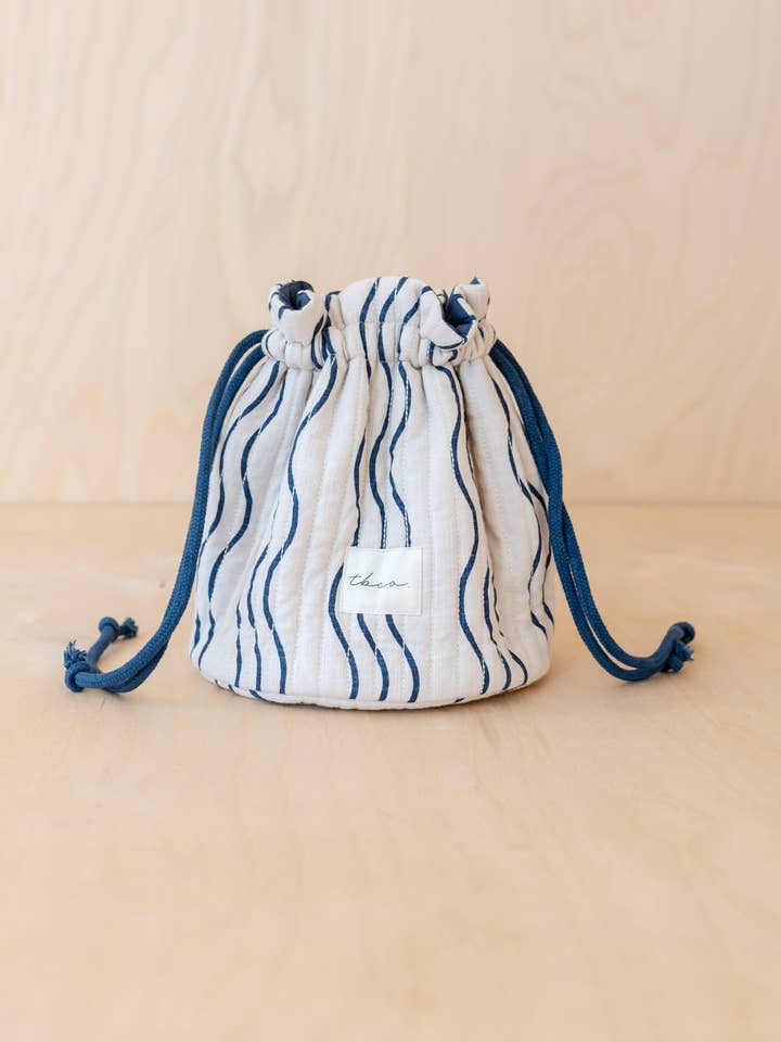 Cotton Wash Bag in Blue Wave for wholesale by TBCo