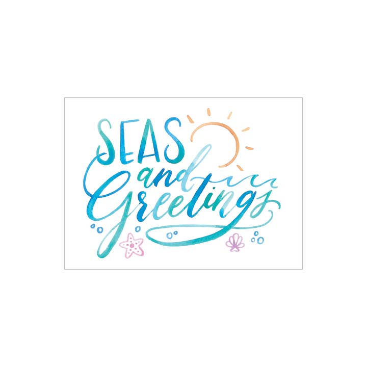 Seas and Greetings greeting card for wholesale by Katie Elizabeth Lettering