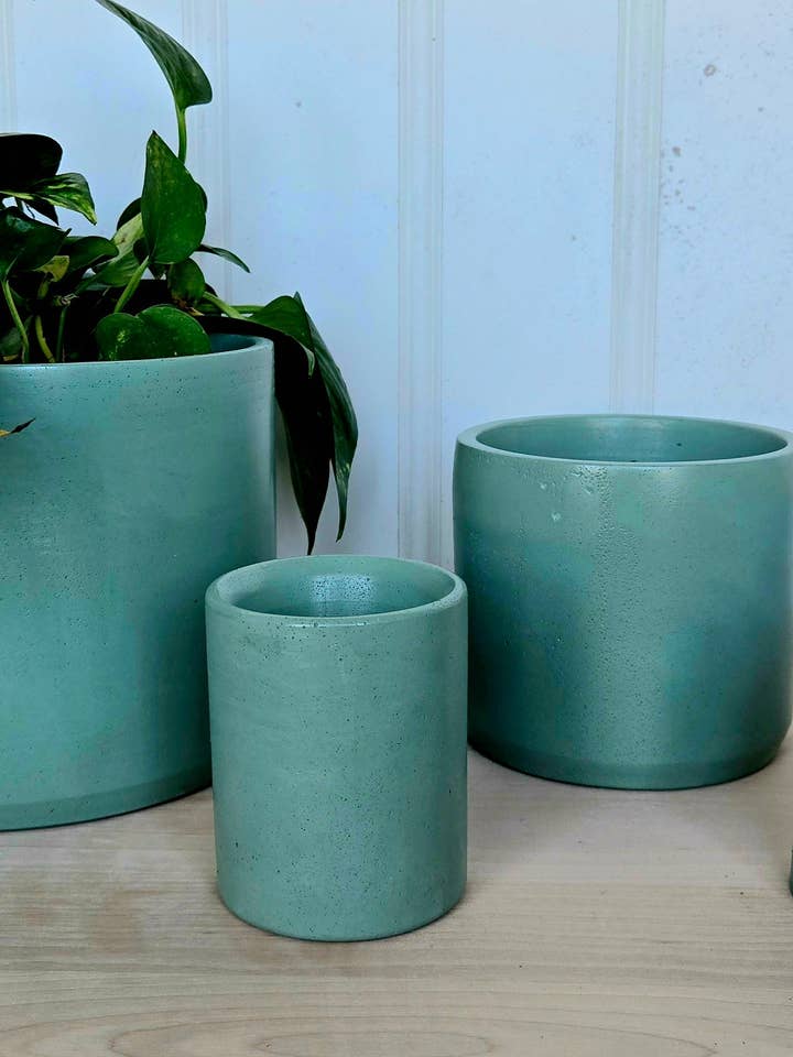 Concrete Plant Pots- Teal Blue | 3" 4" 5" 7" for wholesale by Plant 'er Here