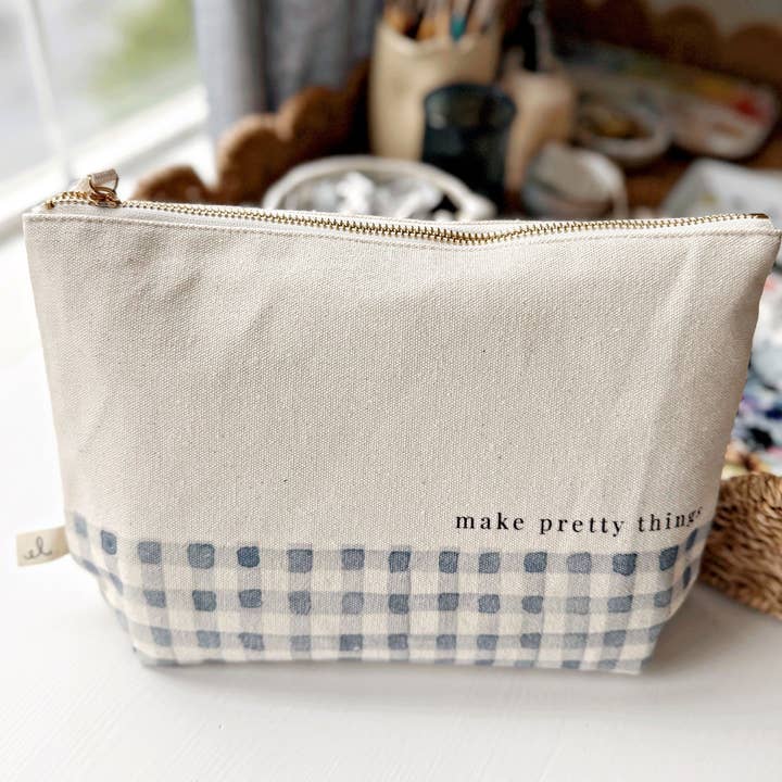 emily lex studio - Wholesale Pouch - Women's - canvas zipper pouch "make pretty things" gingham3
