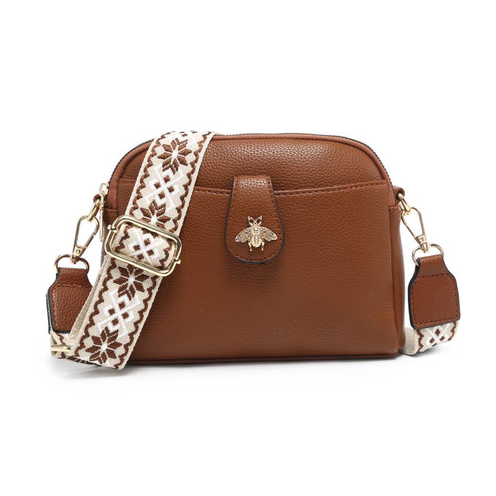 Papaya Fashion Ltd - Wholesale Crossbody bag – Women's - B23002 Bee Cross Body Handbag with double zip top sections4