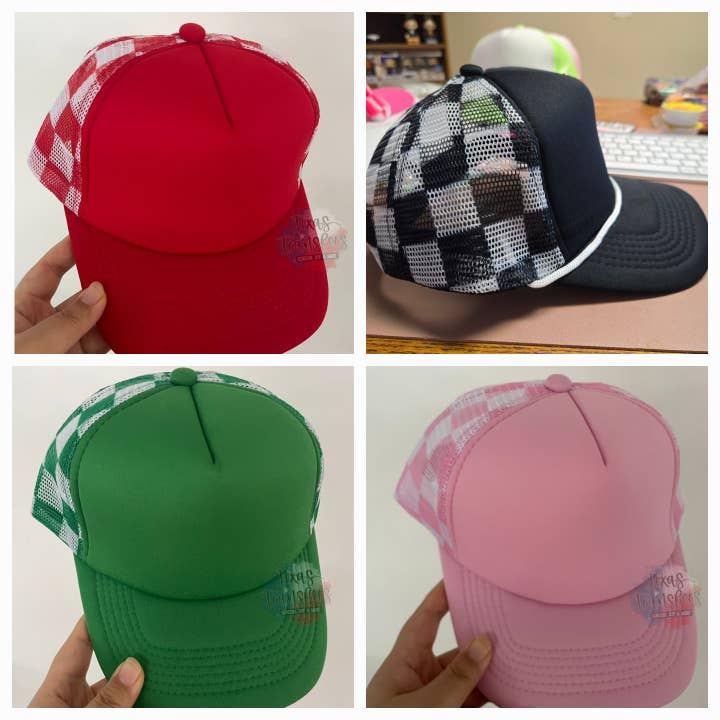 Texas Transfers - Wholesale Trucker Hat - Women's - Checker Trucker Hat (Multiple Options)