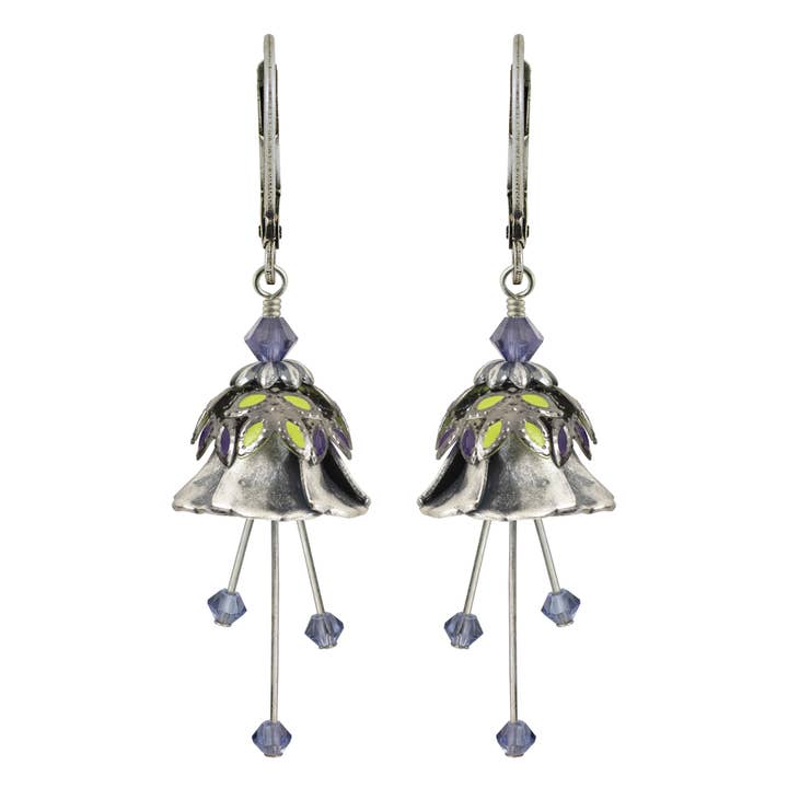 Flower Fairy: Painted Angel Trumpet Flower Earrings Crystals for wholesale by NoMonet