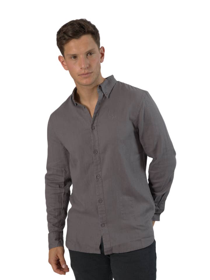 Mens Long Sleeve Shirts Regular Fit Top - Volcanic Glass for wholesale by TOPLOOK LONDON