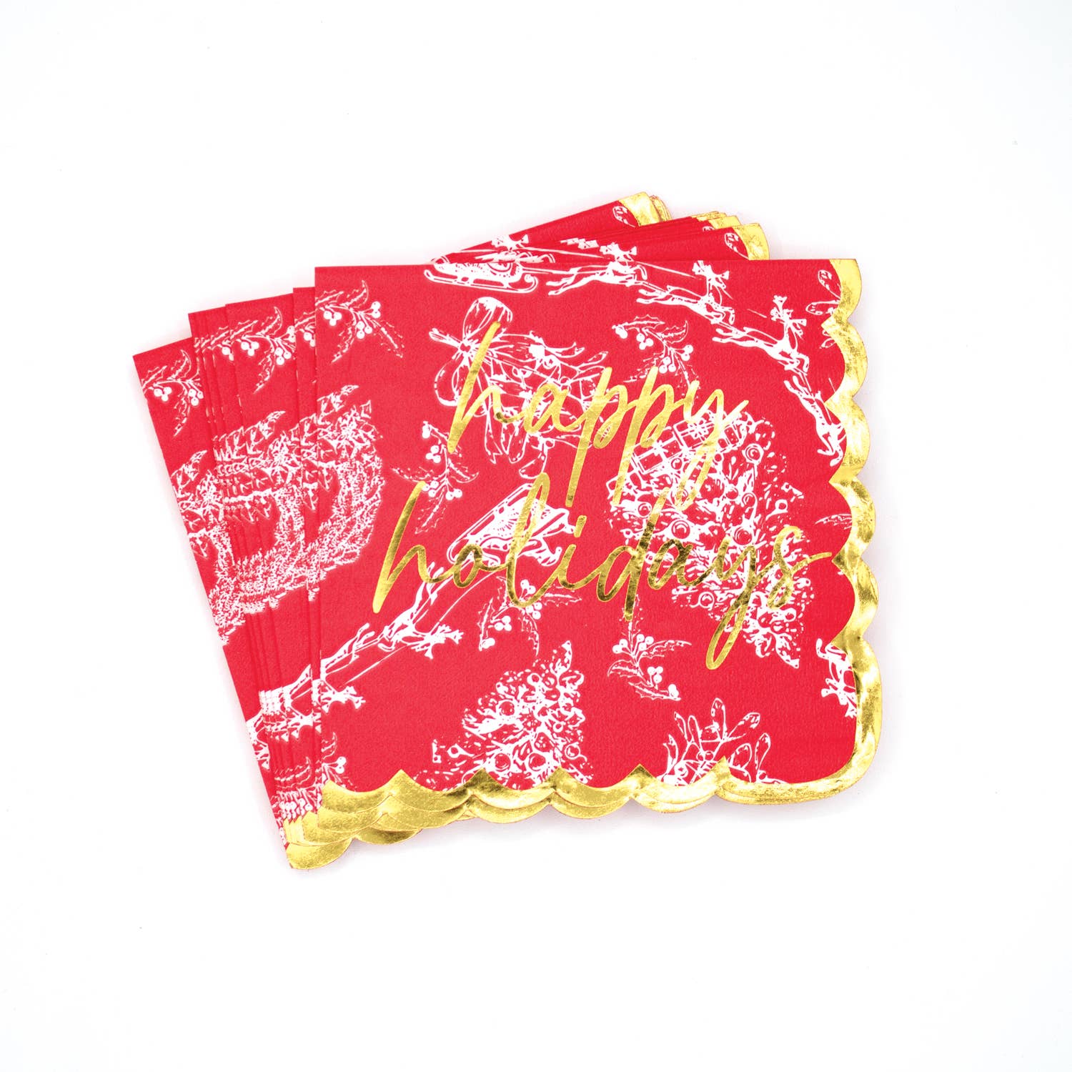 8 Oak Lane - Wholesale Disposable napkin - Red Toile Paper Beverage Napkin Packs
