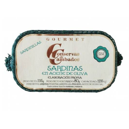 Gourmet Sardines in Olive Oil 10/14, Conservas de Cambados for wholesale by Solfarmers INC
