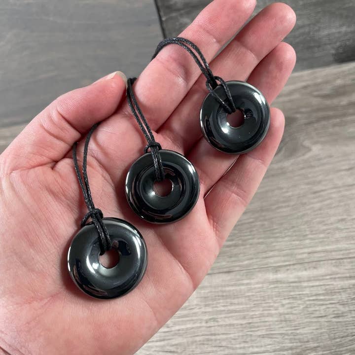 Keystone Crystals - Wholesale Spiritual Stone/Crystal - Donut Pi Stone 30mm Gemstone Pendant – Strung or Plain48