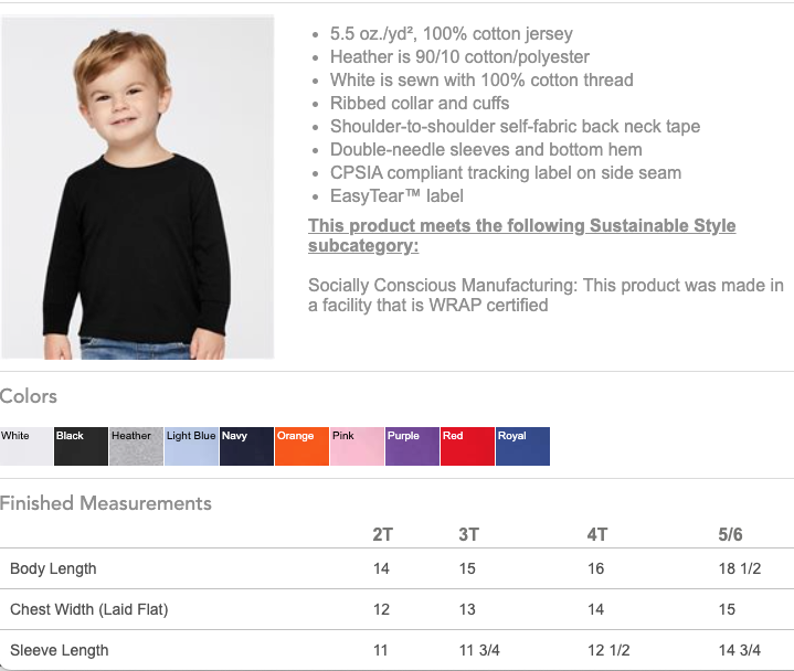 Total Apparel - Wholesale T-Shirt - Kids - Rabbit Skins Toddler Long-Sleeve Blank T-Shirt | 331111