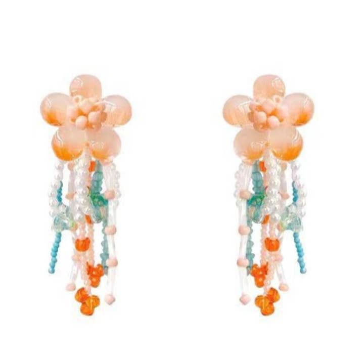 Funkyrel® Atzbranding Limited - Wholesale Dangle Earrings - Earwish - Colorful Beaded Flower Earrings with Fringe0