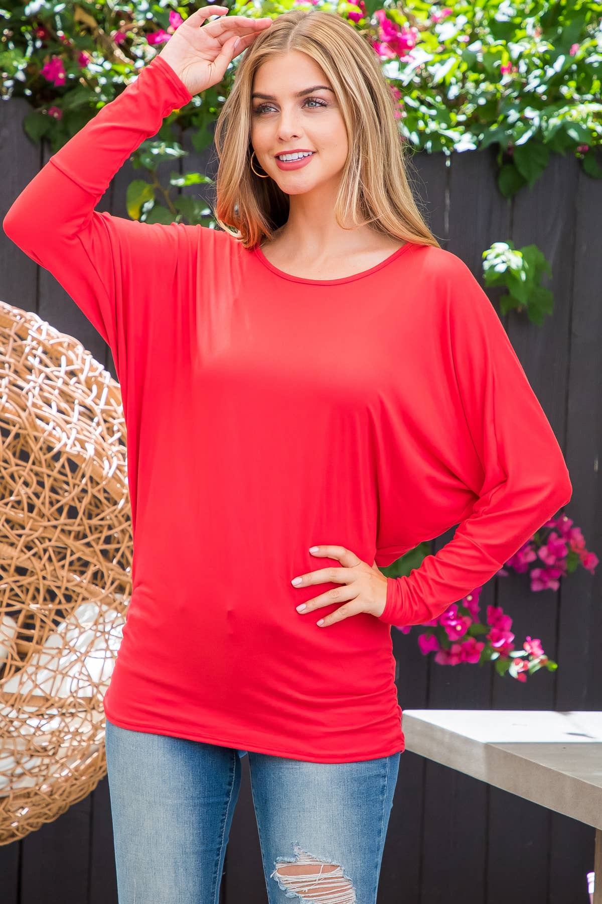 MYS Wholesale Inc - Vente Tunique – femme - Haut uni à manches longues Dolman avec détails en forme de tunnel48