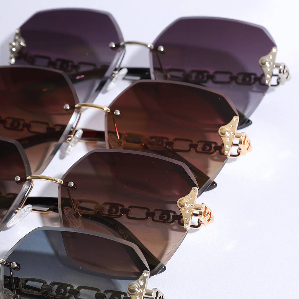  ASSORTED COLOR Hexagon Lenses Linked Design Legs Sunglasses for wholesale on Faire14