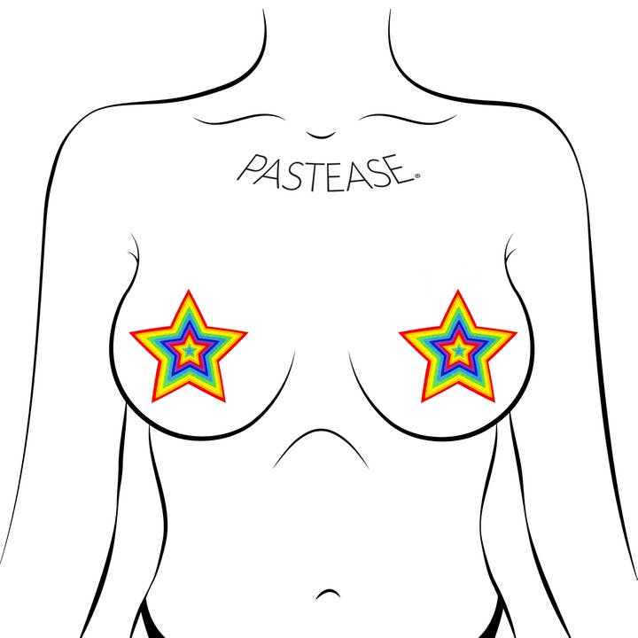 Pastease® - Wholesale Nipple Pasties - Women's - Star: Velvet Rainbow Pumping Nipple Pasties by Pastease®