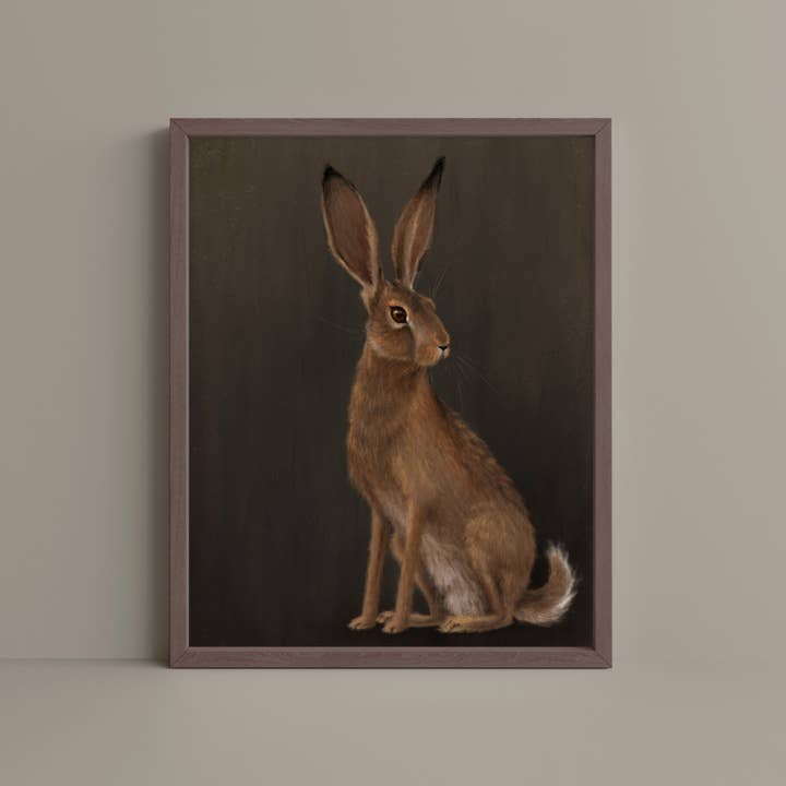Woodland Hare Art Print - Brown Edition for wholesale by The Ugly Cat Studio