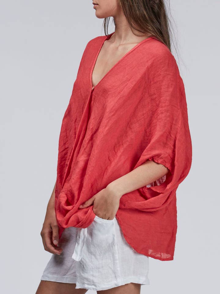 Askim Linen Blouse - Coral for wholesale by SixtyDays