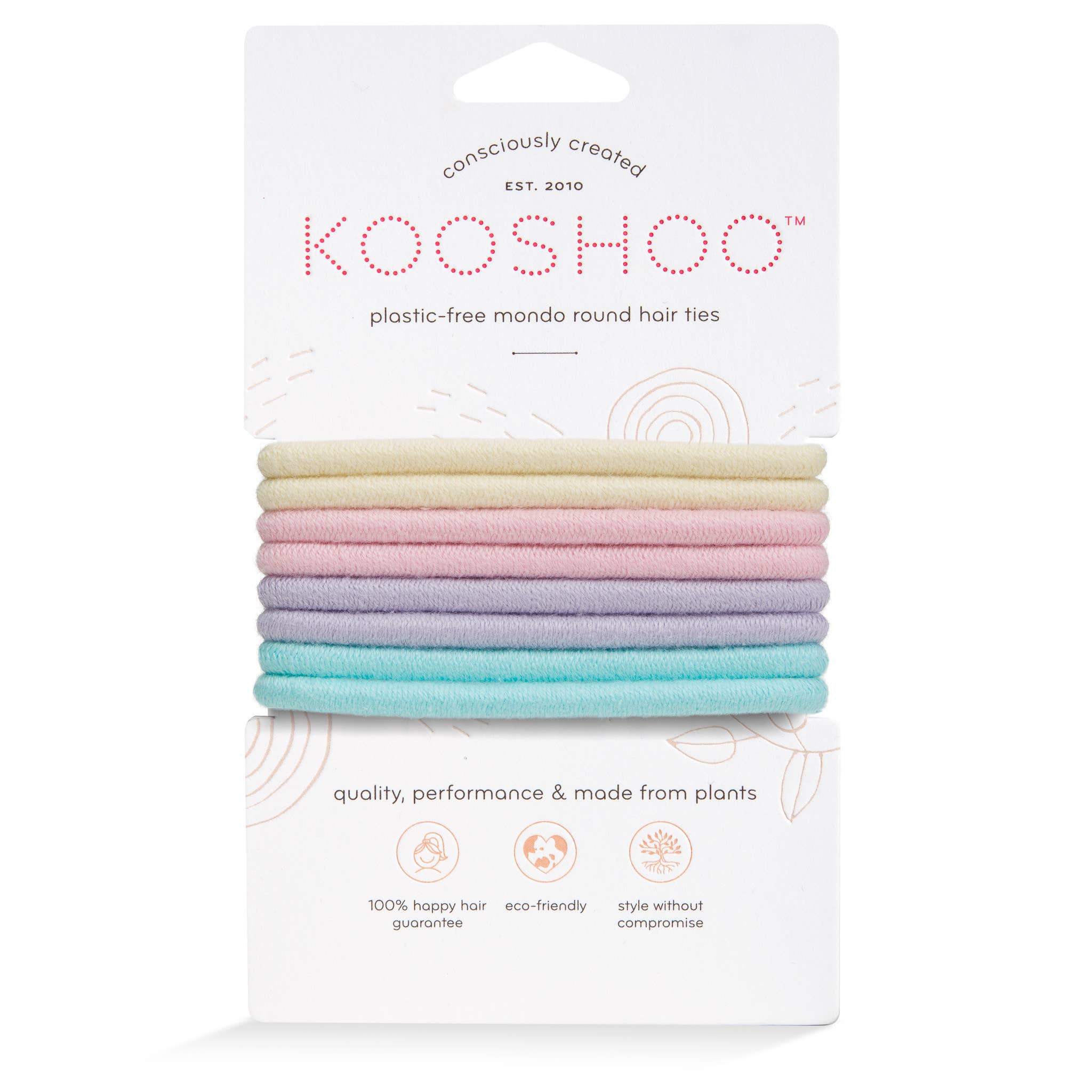 KOOSHOO - Wholesale Hair Tie - Plastic-free Round Hair Ties - Mondo 8-pack - Pastel Blooms6