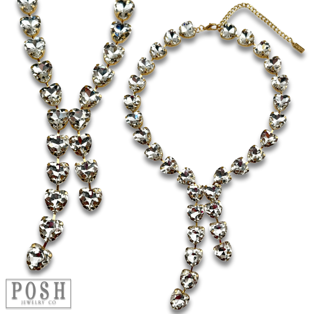 Pink Panache Brands - Wholesale Y-Neck/Lariat Necklace - Rhinestone heart lariat necklace2
