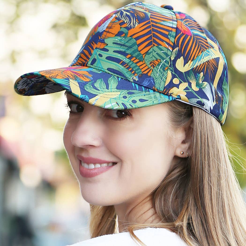 Fashion City - Wholesale Baseball Cap - Women's - Mixed Floral and Leaves Print Cotton Baseball Cap6