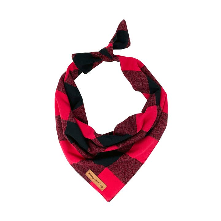 Red Buffalo Check Dog Bandana for wholesale by Cuddl