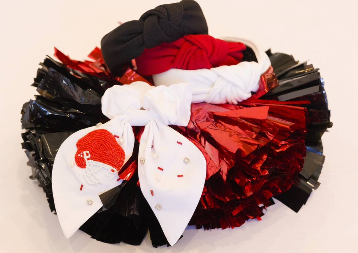 The Heady Chic - Vente Chouchou – femme - Casque de football rouge et blanc Scrunchie3